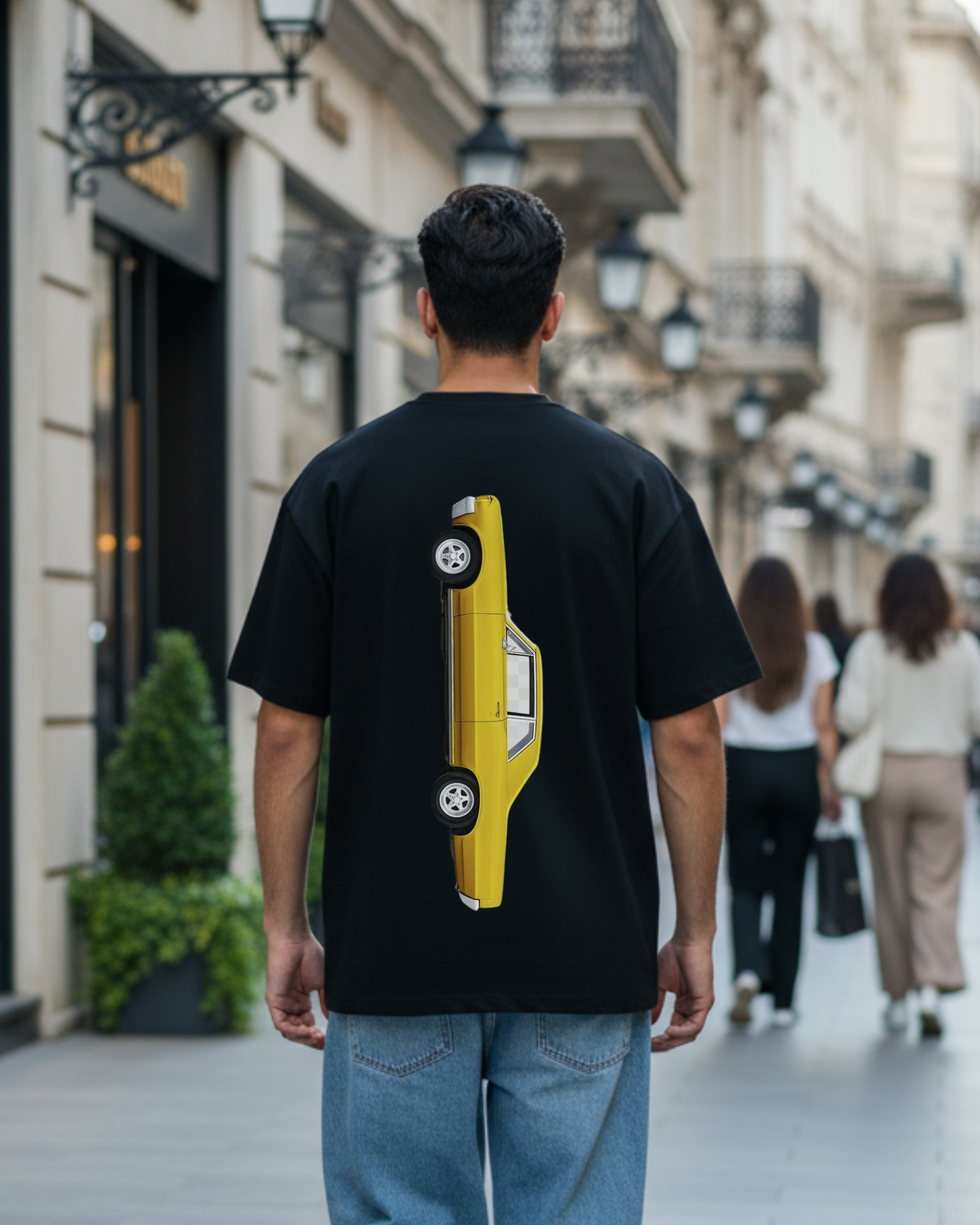 Yellow Car Unisex Oversized Tee