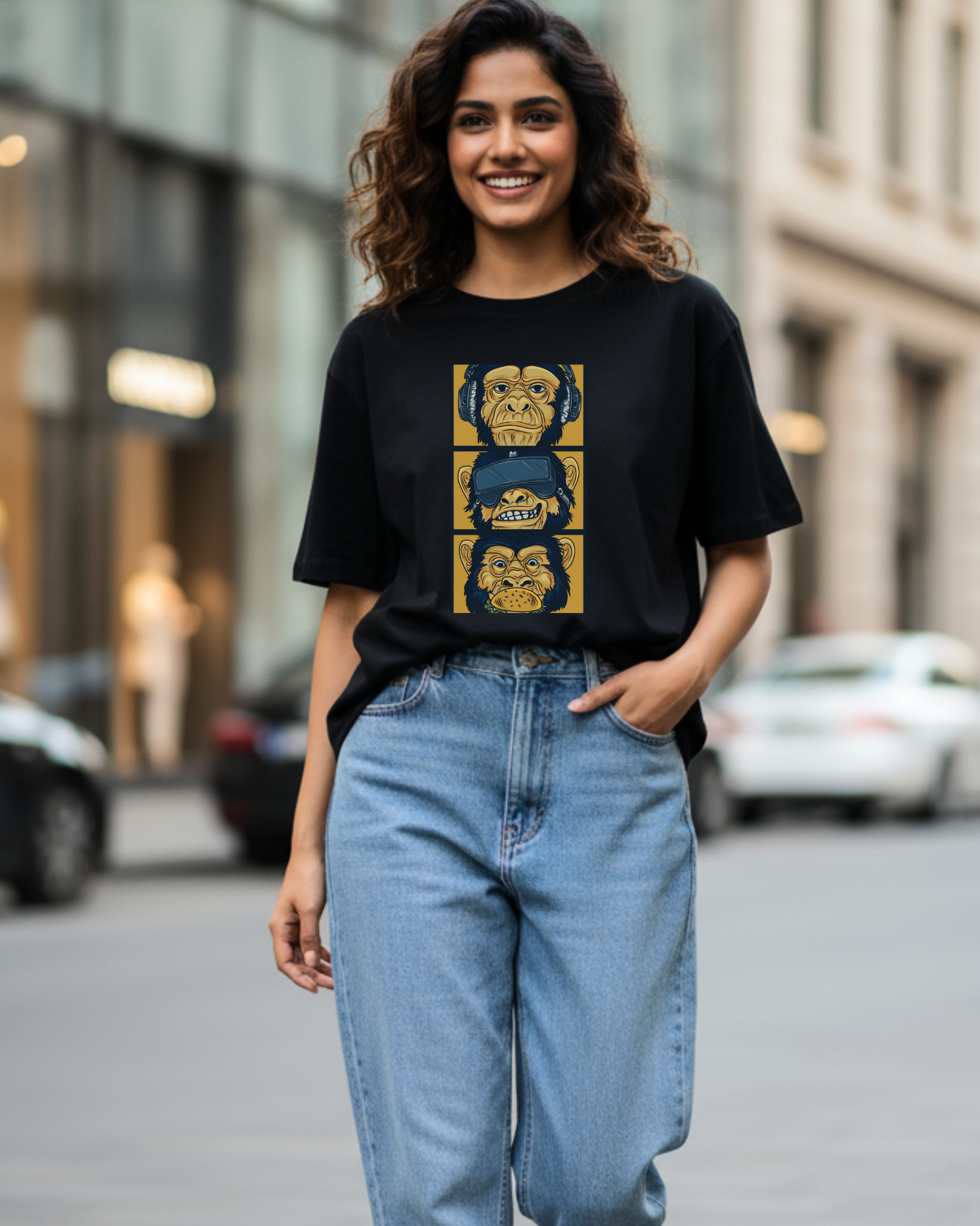 The Three Monkey Unisex Oversized Tee